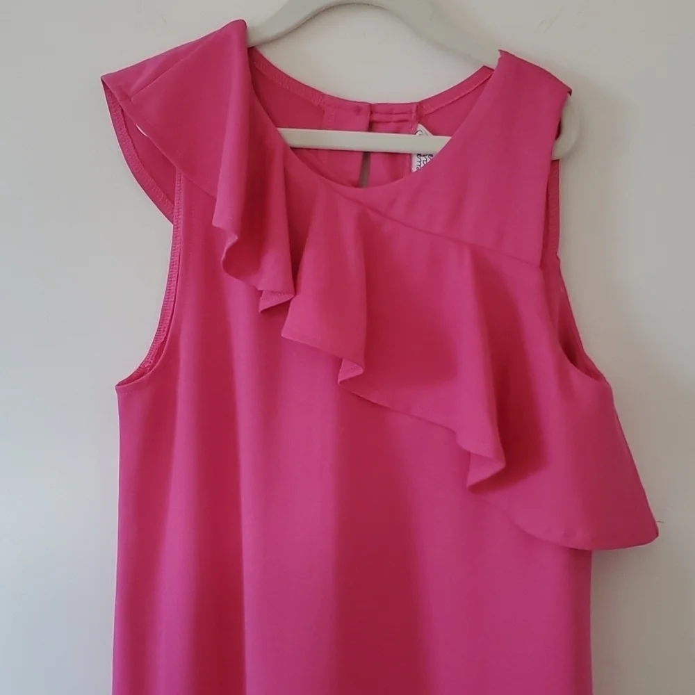 Deux Par Deux girls pink ruffle collar dress